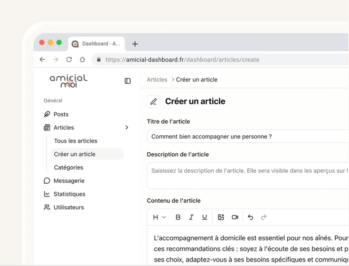Dashboard et back-office web sur mesure