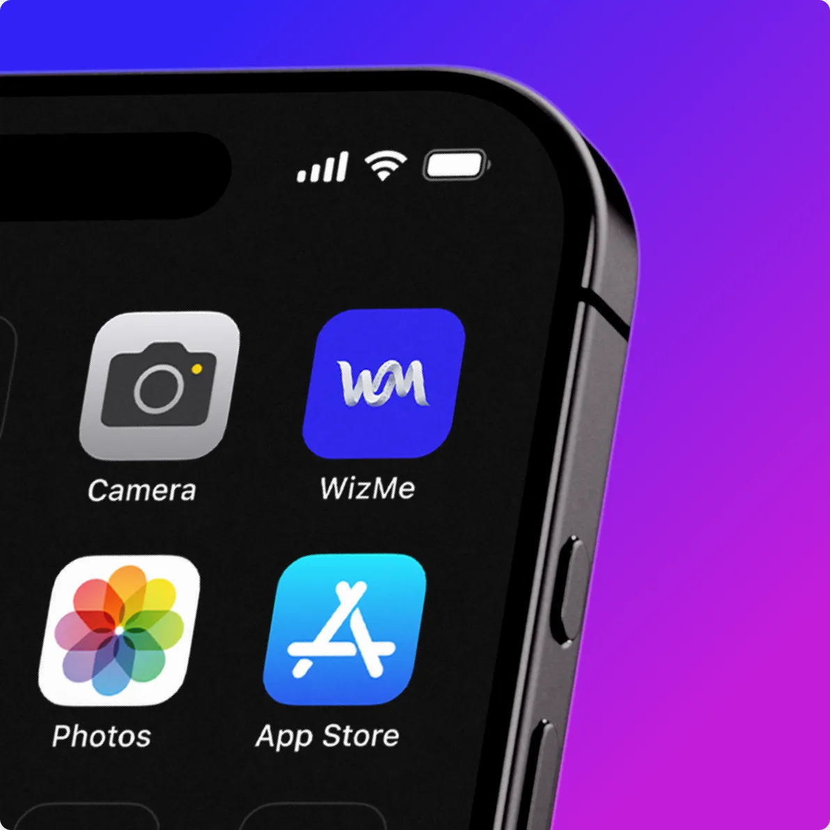 Icône de l'application WizMe sur l'écran d'accueil d'un iPhone