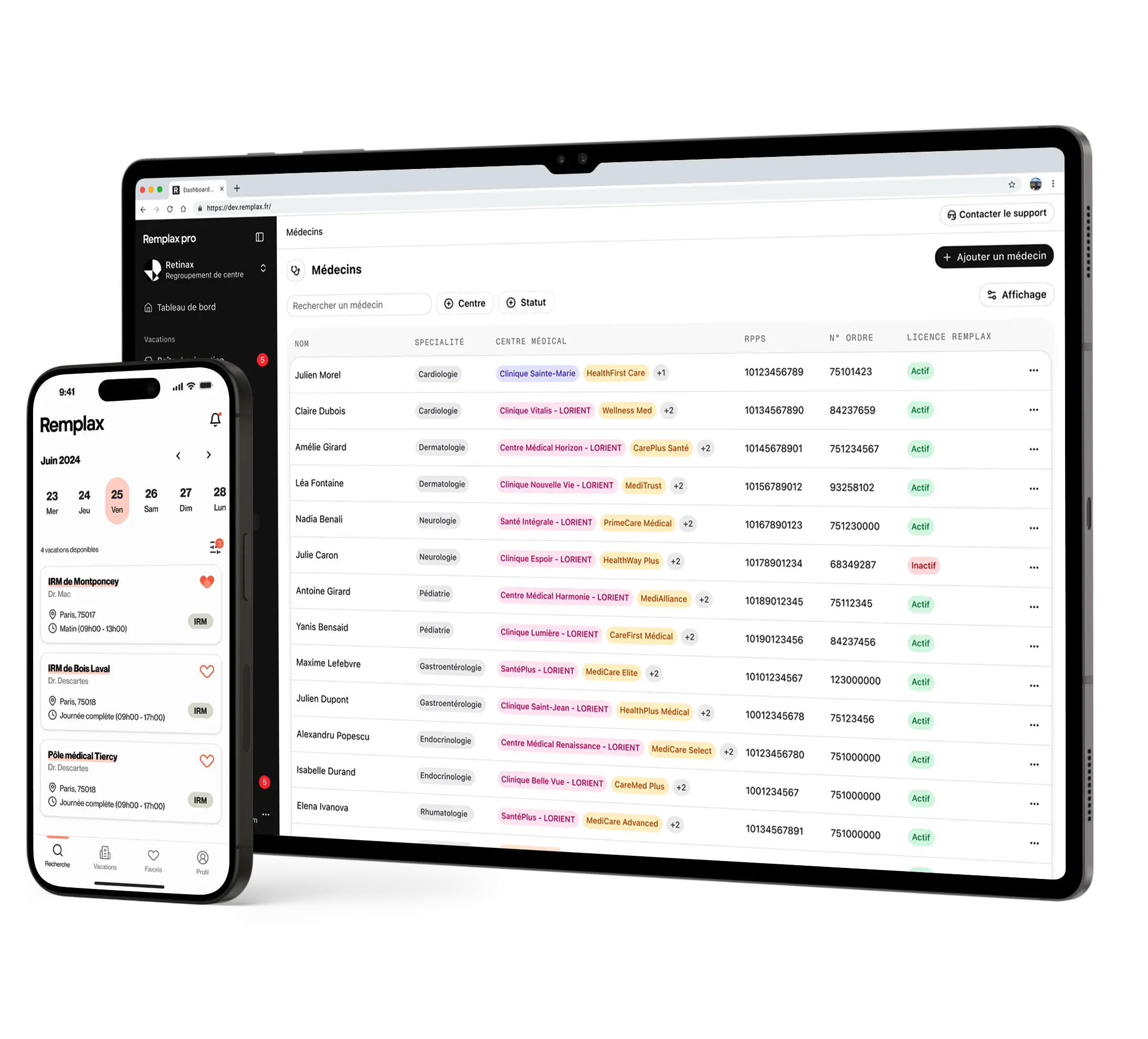Remplax — application et dashboard