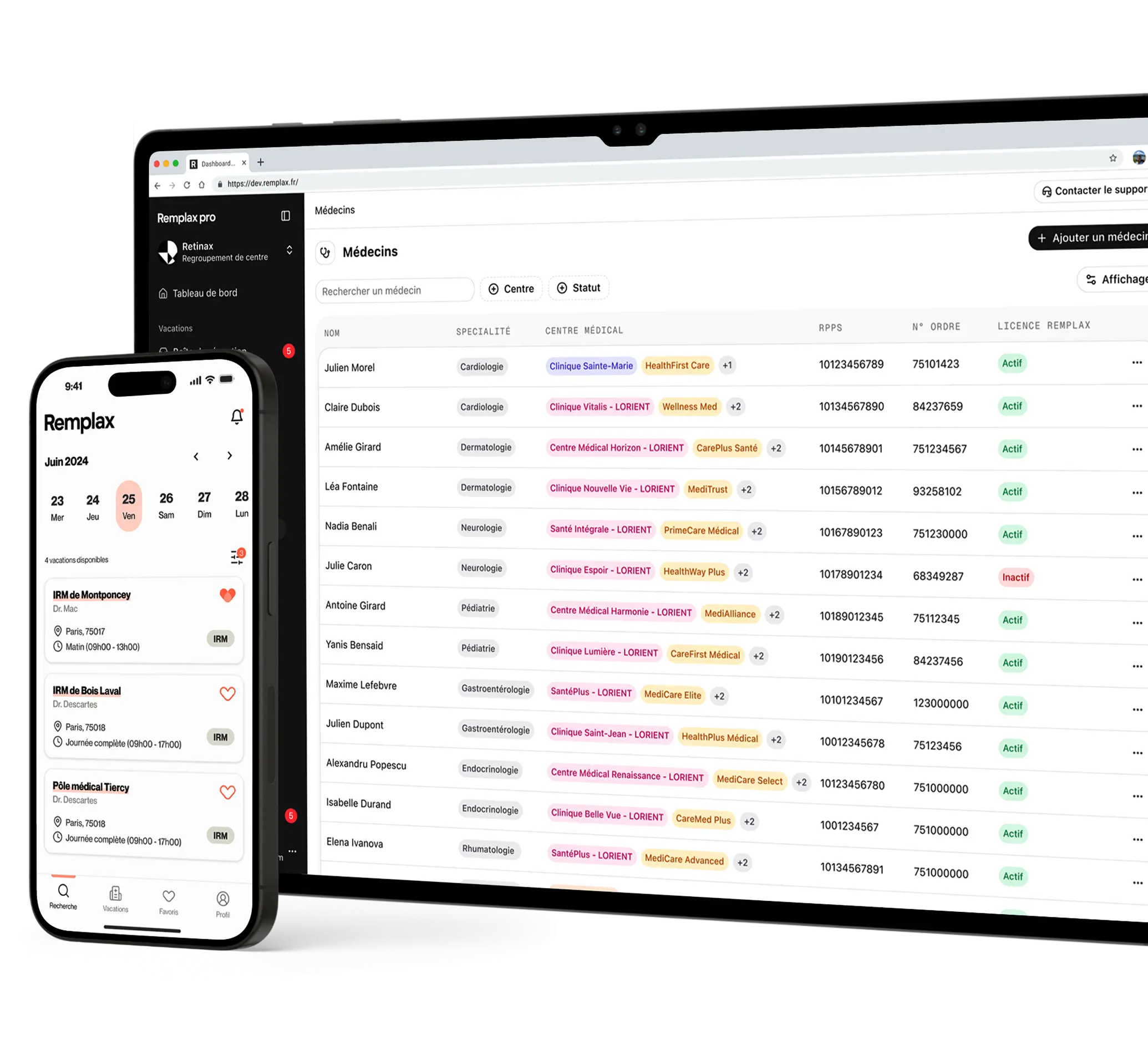 Remplax — application et dashboard